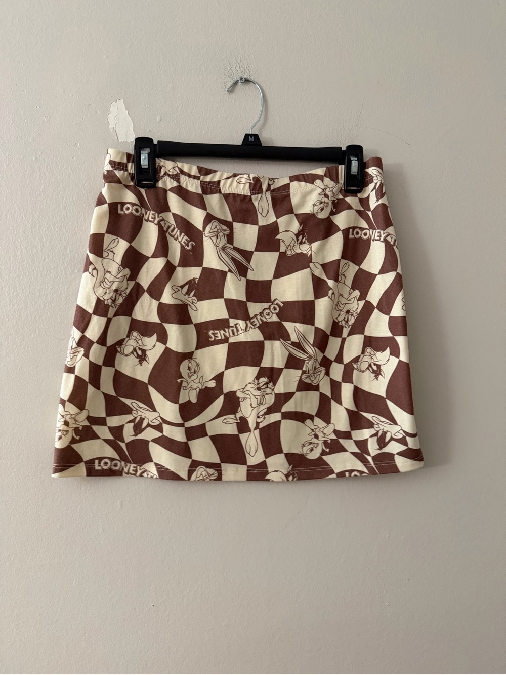 Looney Tunes Brown & Cream Checkerboard Mini Skirt